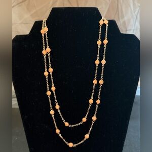 Elegant Gold and Orange Beaded Necklace